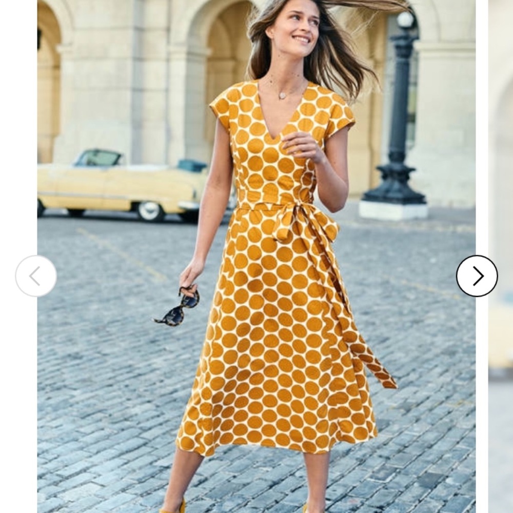 Boden tori midi dress- ivory yellow brand sport - Picture 2 of 8
